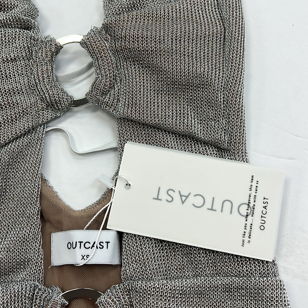 OUTCAST CASSIUS MINI DRESS SILVER NWT XS - Picture 9 of 11